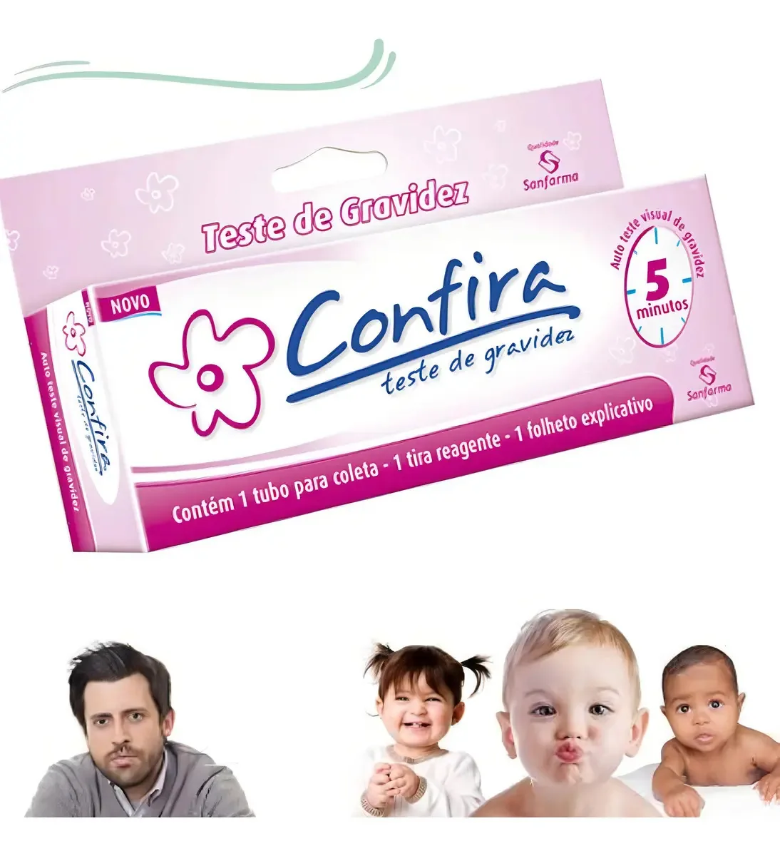 Kit de 2 Testes Rápido de Gravidez Confira - Formato Tira