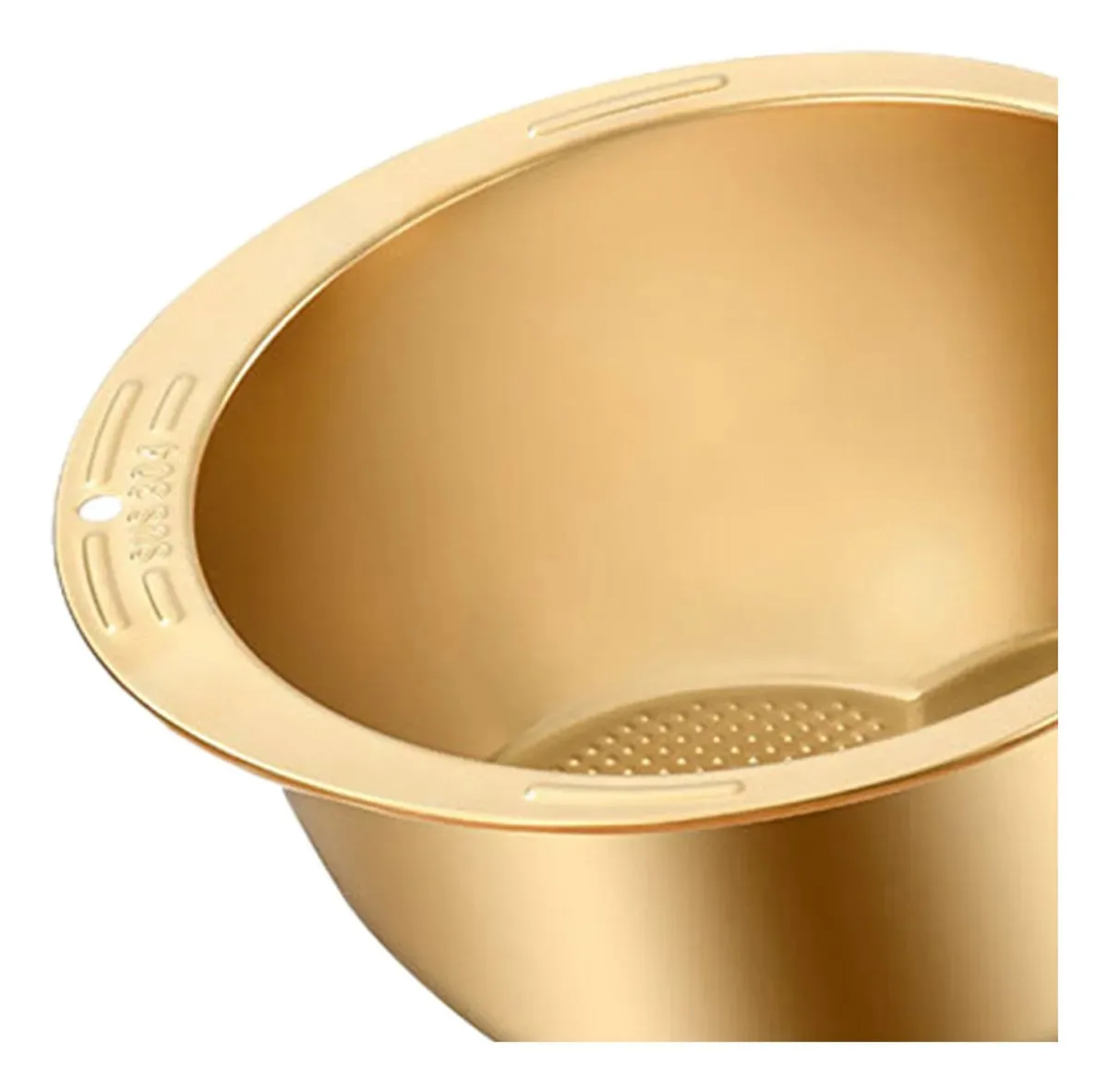 Escorredor De Arroz Inox 26cm Profissional Lavador Alimentos Dourado