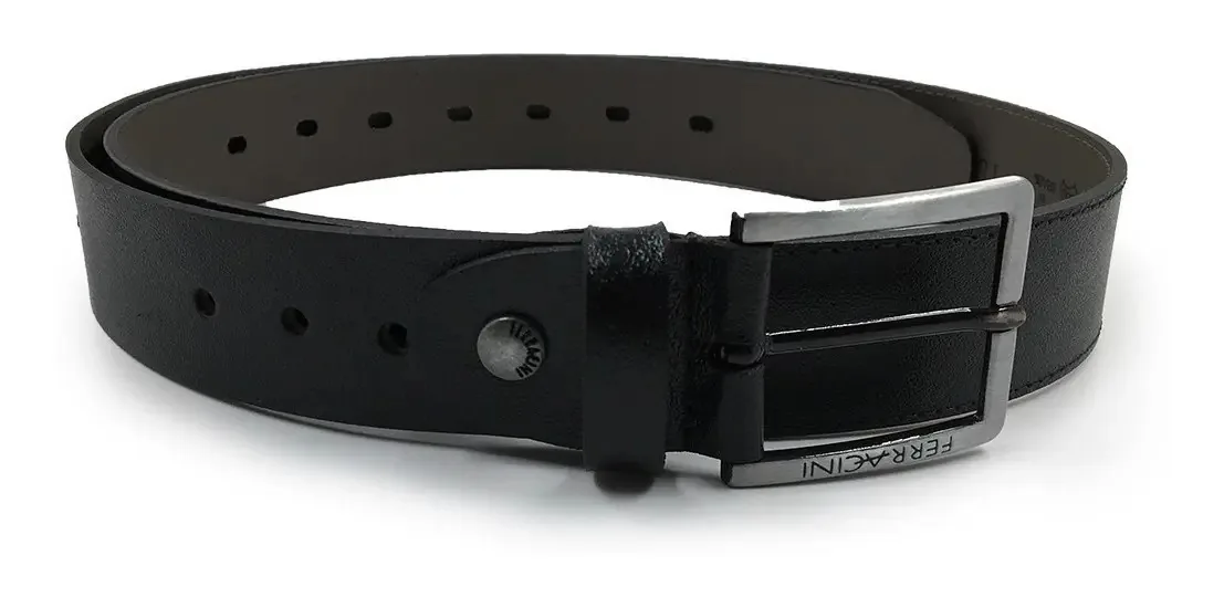Cintos Ferracini Masculino Couro Natural Básico E Moderno Cor Preto Tamanho P