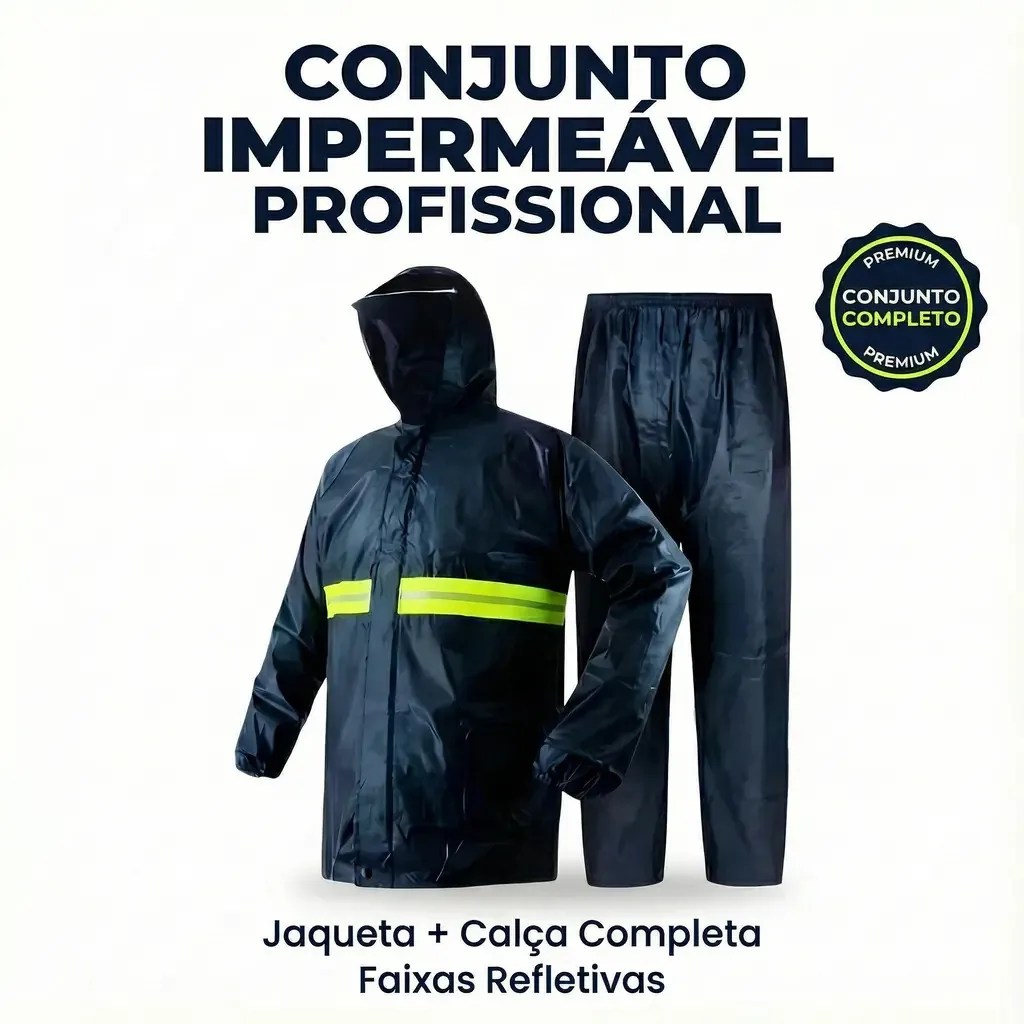 Capa De Chuva Motoboy Tecido Oxford Impermeável Reforçada Faixa Refletiva