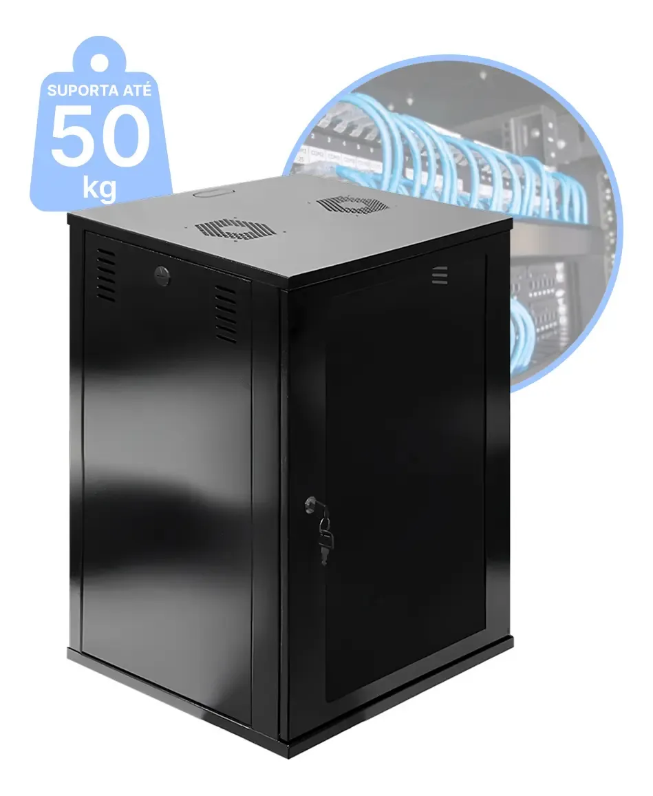 Mini Rack / Parede 19'' 16u X 570mm Desmontável Preto