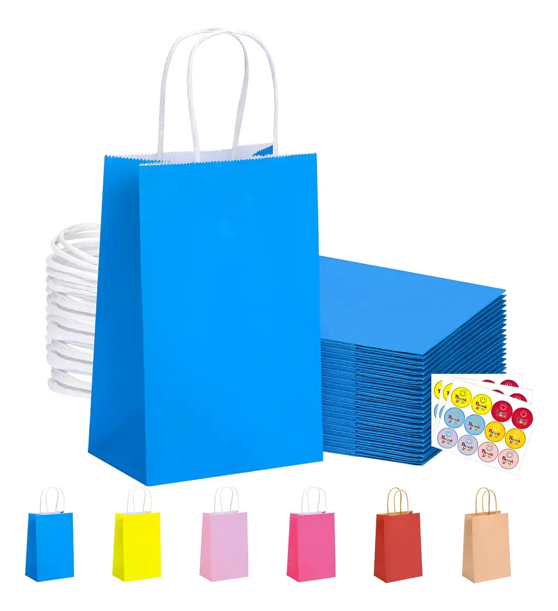25 sacos de papel Kraft ecológicos Sacos de doces decorativos cor azul
