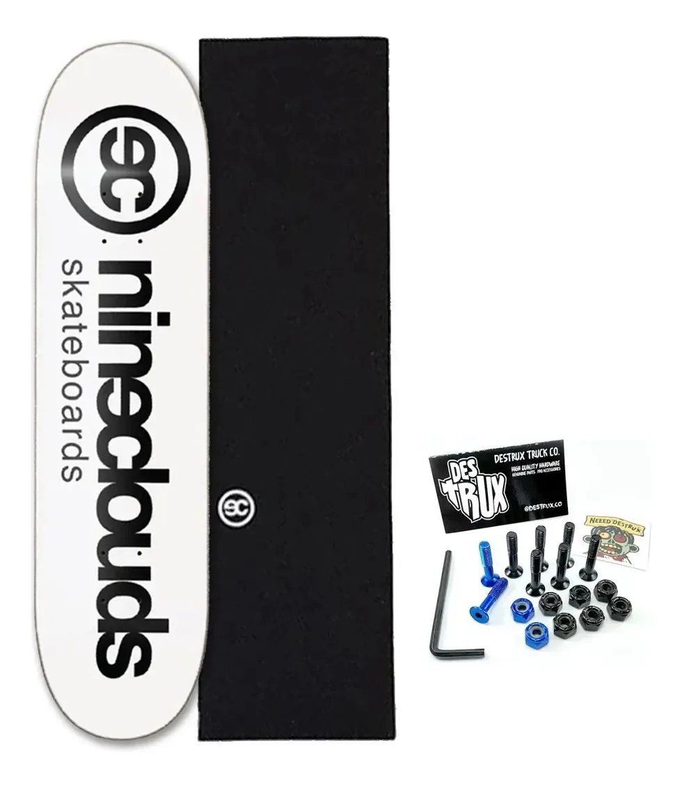 Shape Skate Maple + Lixa + Parafuso De Base 10mm Cor Branco