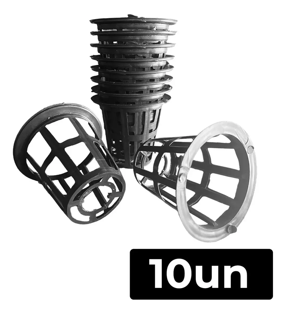 Kit 10 Vaso Netpot S50 Profissional Para Hidroponia Nft Floating Torre - Original Yasai Casa Da Horta