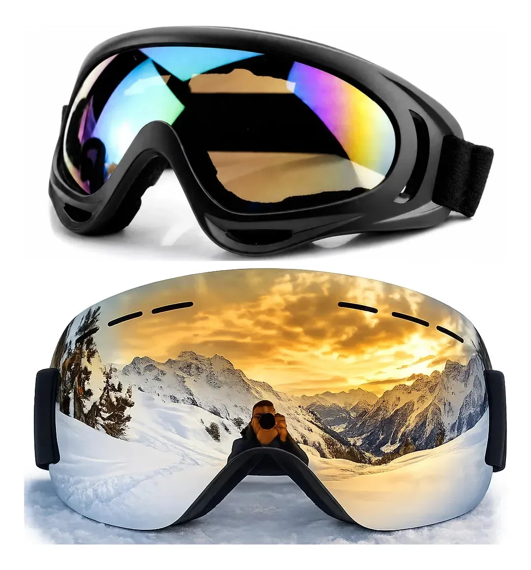 Kit 2 Óculos Esportivos Ski Snowboard Lentes Espelhadas UV 400 Sport
