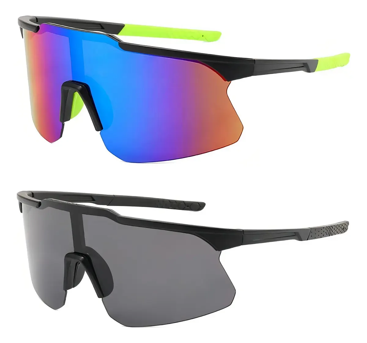 Kit Óculos Esportivos Corrida Bike Beach Proteção Uv400 Armação Preto Lente Preto