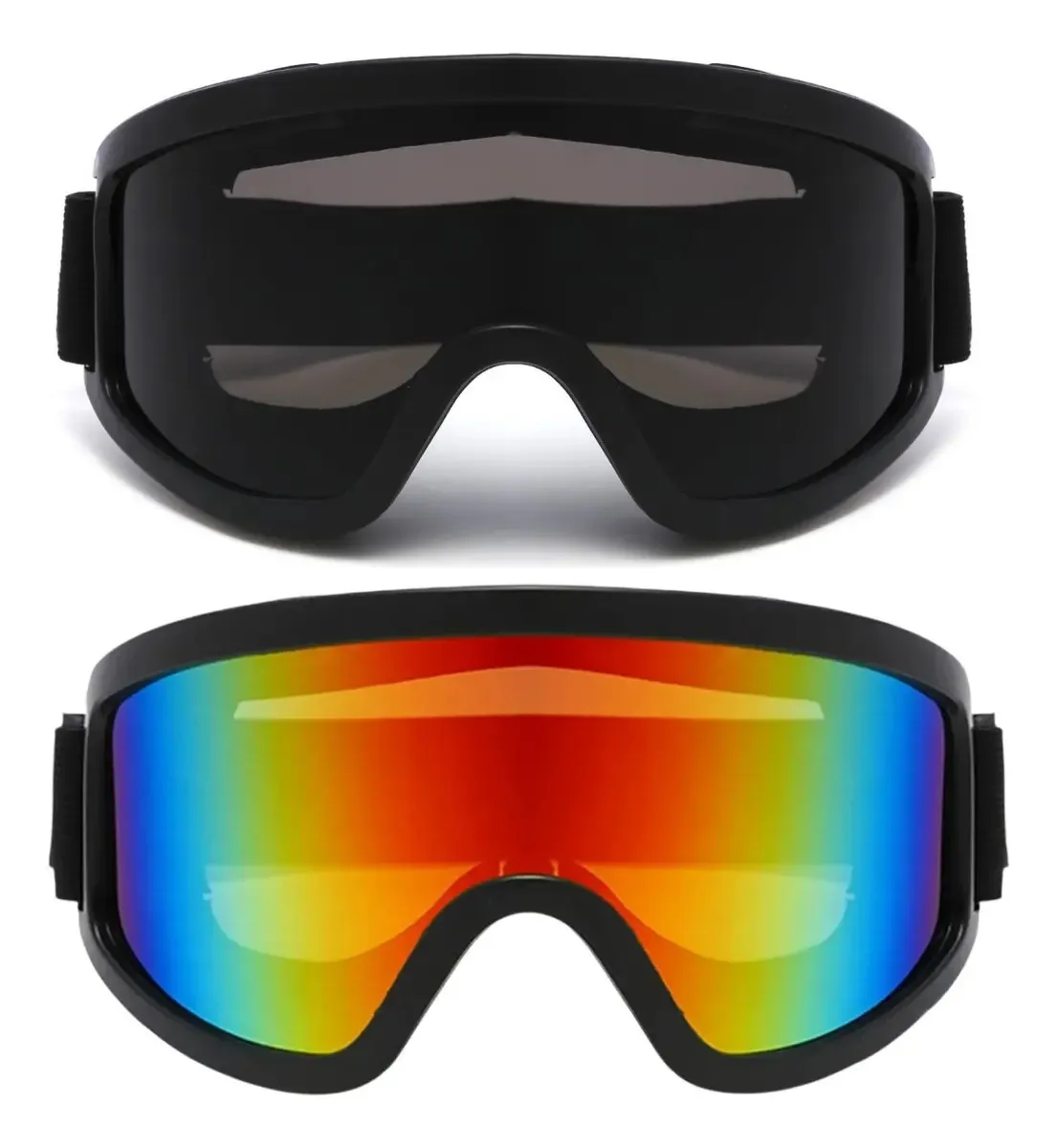 Kit 2 Óculos Esportivo Jet Ski Snowboard Kitesurf Neve Uv400 Preto Preto E Espelhado
