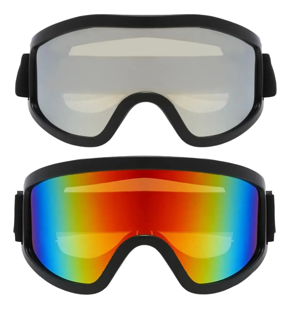 Kit 2 Óculos Esportivo Neve Jet Ski Snowboard Kitesurf Uv400 Preto Prata E Espelhado