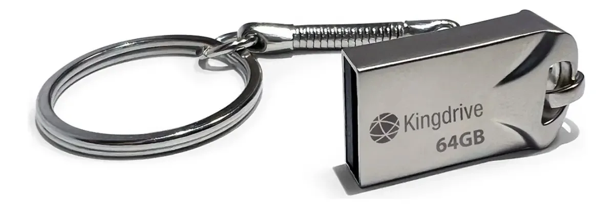 Pen Drive 64gb Usb 2.0 C/ Chaveiro Metal Prata Cor Prateado