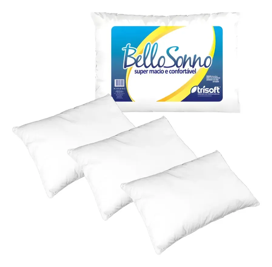 Kit 3 Travesseiros Super Macio Bello 45cmx65cm Trisoft