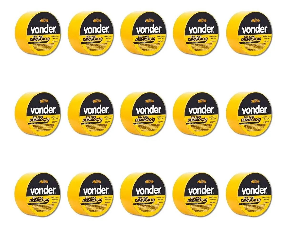 Kit 15 Fitas Demarcação De Solo Pvc 48mmx30m Amarelo