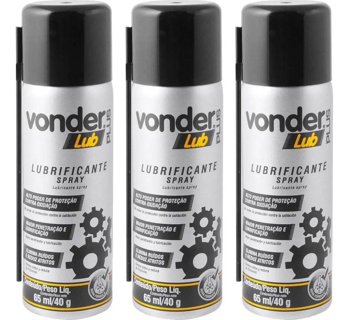 3 Desengripante Lubrificante Spray Multiuso 65ml 40g Vonder