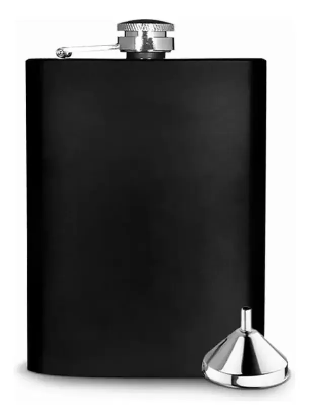 Suporte de licor de aço inoxidável preto. Estojo de bolso para bebidas alcoólicas com design discreto e leve. Frasco para qualquer tipo de bebida. Garrafa de licor. 8 oz (236 ml)