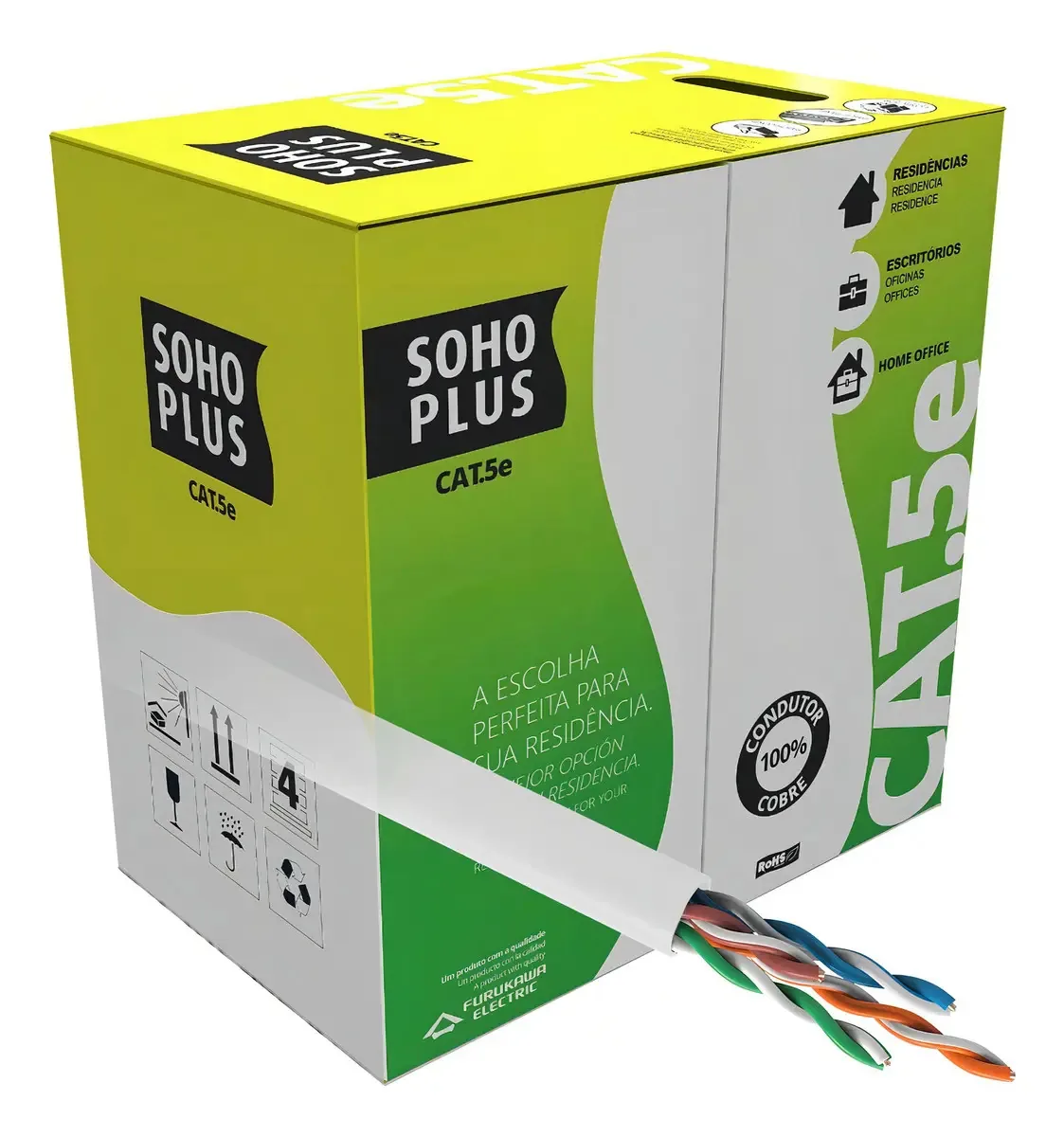 Cabo De Internet Rede E Cftv Com 305m Rolo Cat5e Furukawa Cor Branco