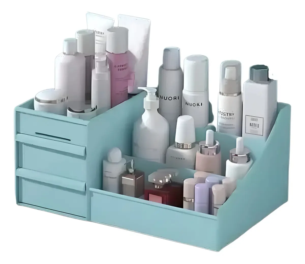 Organizador Mesa Multiuso Com Gavetas Escritório Maquiagem Cor Azul