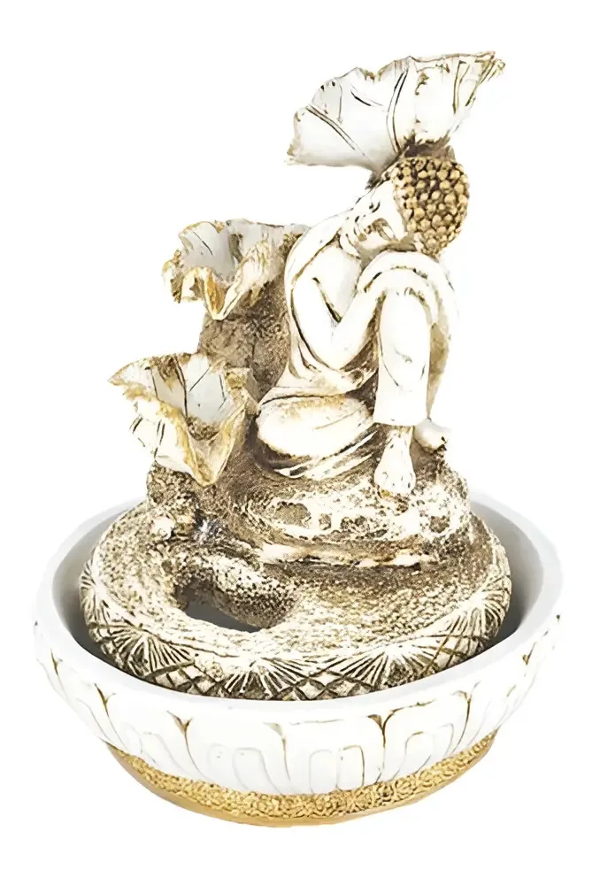 Fonte De Água Buda Sonhador Cascata Queda 3 Folhas 01094