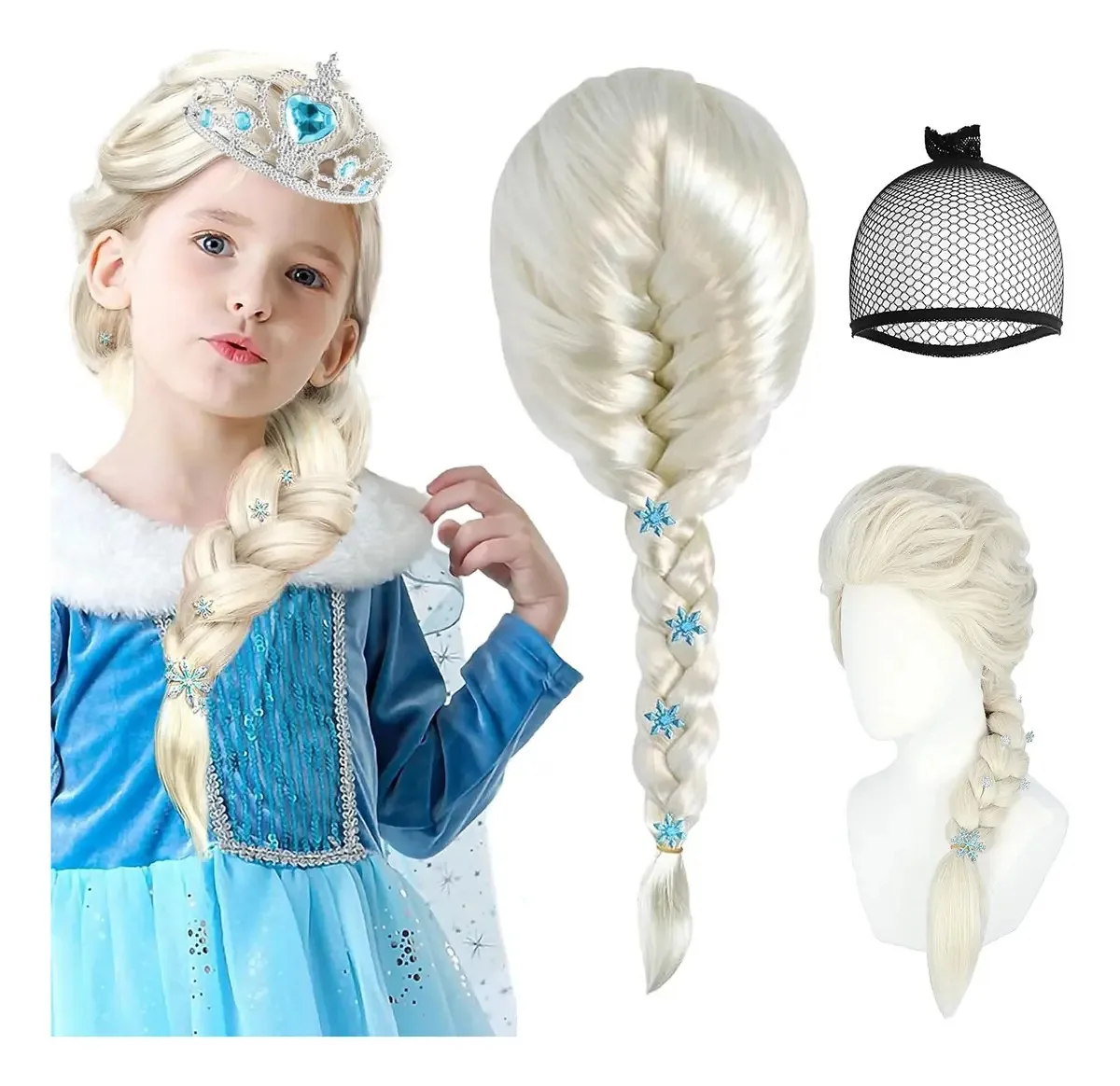 Peruca Elsa Princess Frozen Elsa Costume para meninas