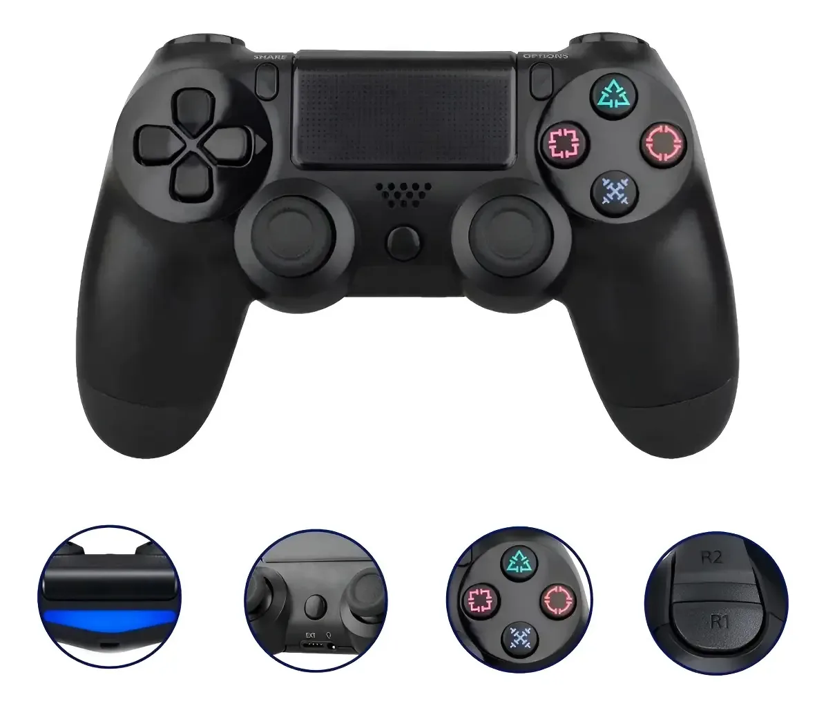 Joysticks Compativel Ps4 Cabo Controle Preto Bluetooth
