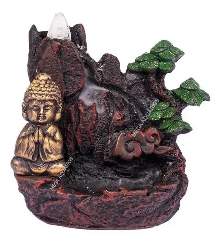 Porta Incenso Buda Torre Fumaça Incenso Cone Meditação 709 Cor Marrom-escuro