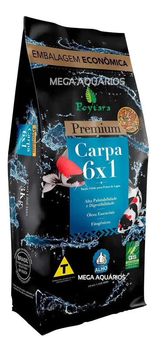 Poytara 6x1 Ração Carpa Kingio 3kg