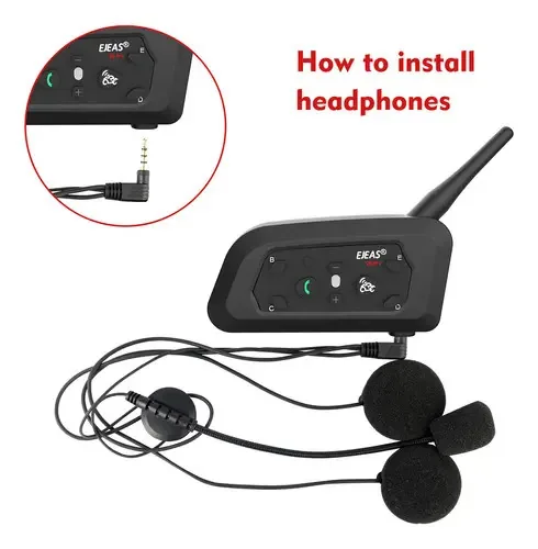 Par Intercomunicador Capacete V6 Pro Ejeas Clip Metal