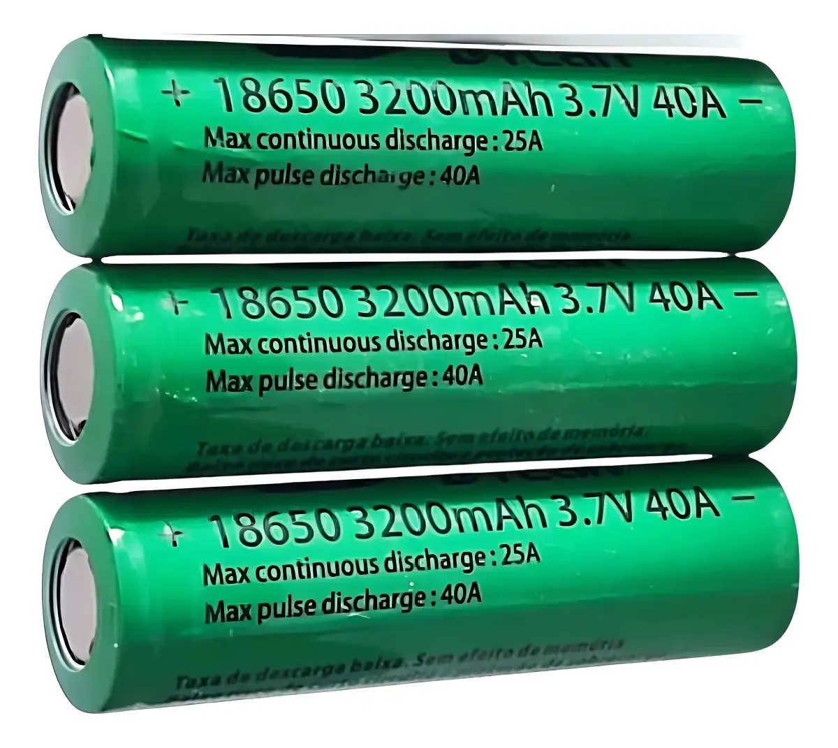 3 Baterias Recarregável 18650 3200mah