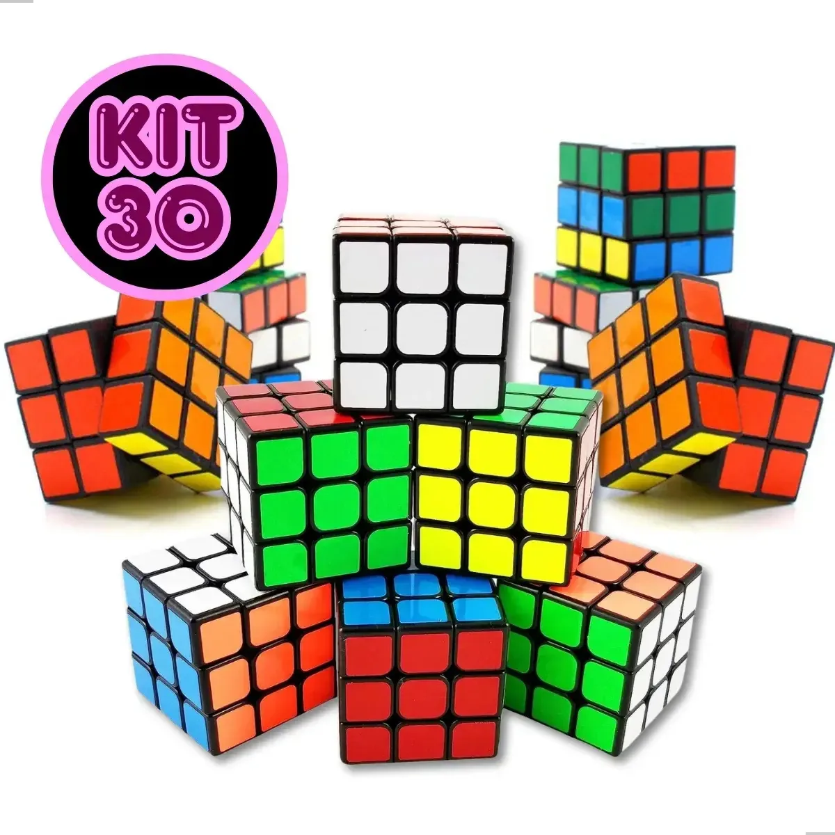 Kit 30 Cubo Mágicos Lembrancinhas Atacado Prenda Aniversário Estrutura Colorido