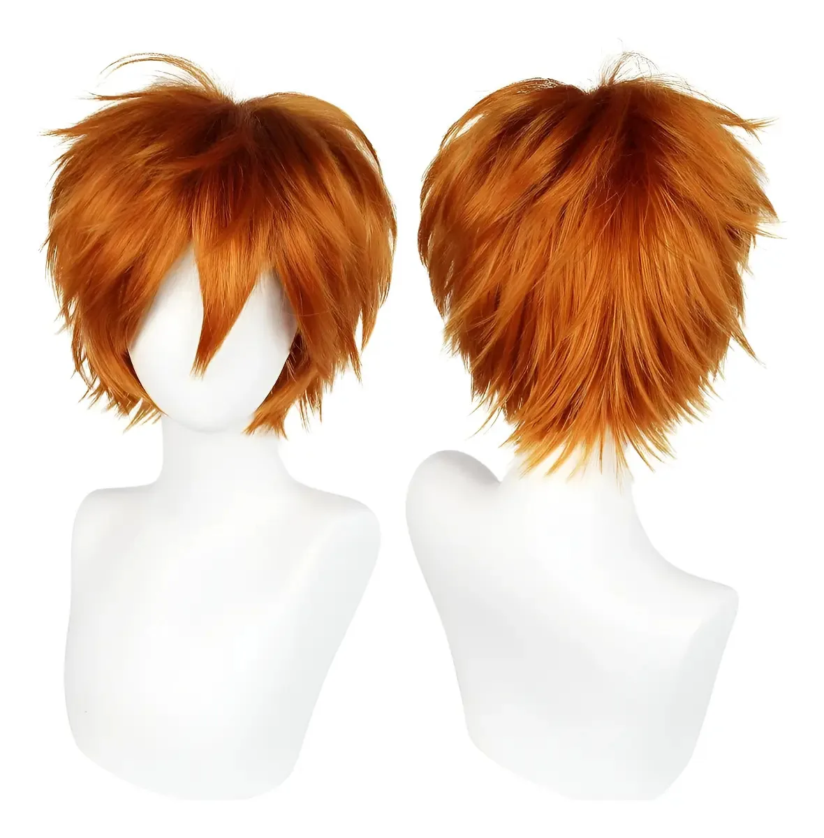 Perucas curtas de anime Cosplay 30 cm BB2C tamanho base laranja
