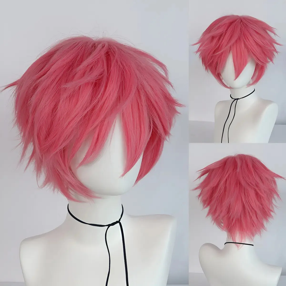 Perucas curtas de anime Cosplay 30 cm BB2C rosa tamanho base
