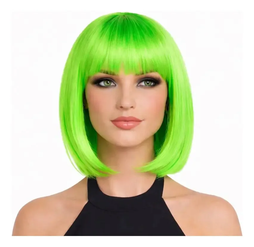 Perucas Festa Fantasia Cosplay Carnaval Modelo Chanel Verde Verde