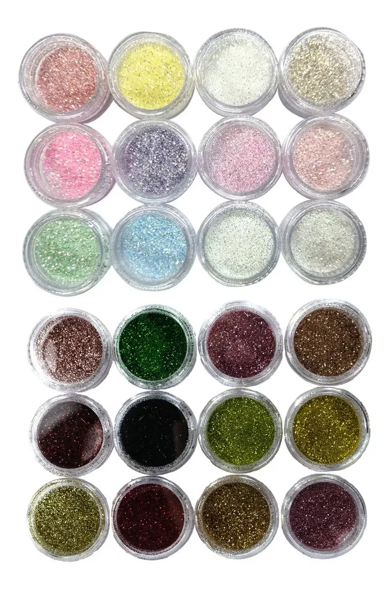 24 Glitter Encapsulado Flocado Pedrarias Caviar Strass Unhas Cor KIT 1