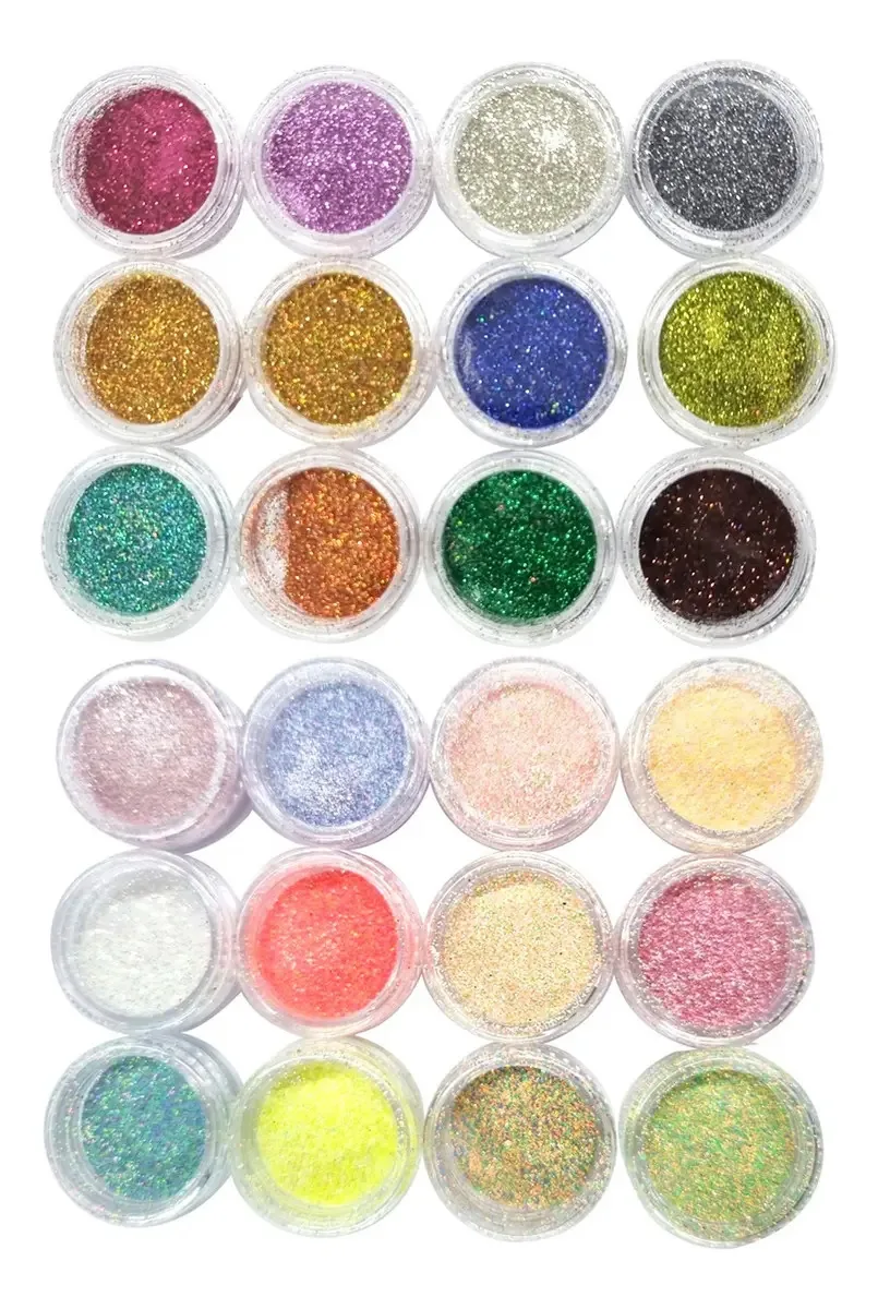 24 Glitter Encapsulado Flocado Pedrarias Caviar Strass Unhas Cor Kit 4