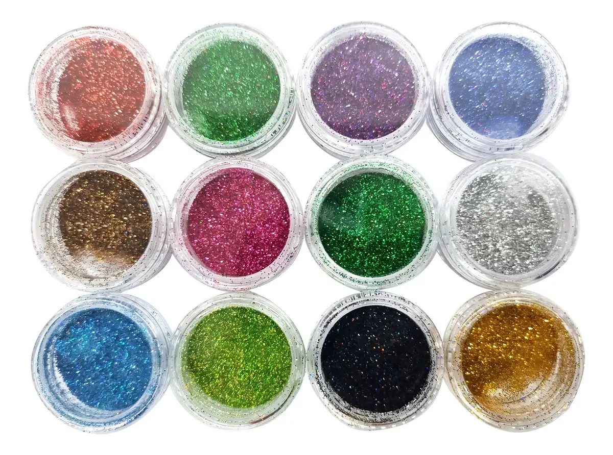 12un Decoração Unhas Glitter Flocado Variados Encapsulamento Cor HS-436