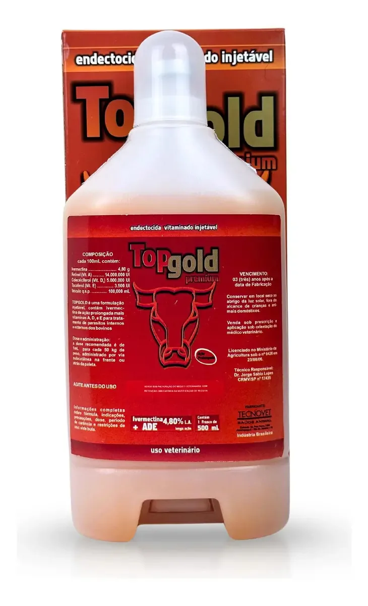 Ivermectina Lavizoo Topgold 500ml Injetável Para Bovinos