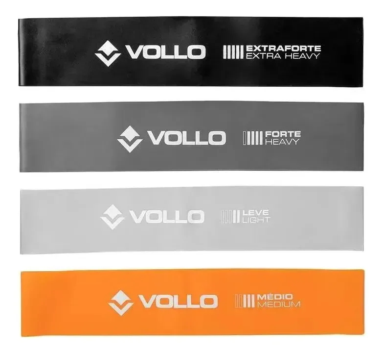 Mini Bands Vollo Kit 4 Elásticos Exercícios Resistência