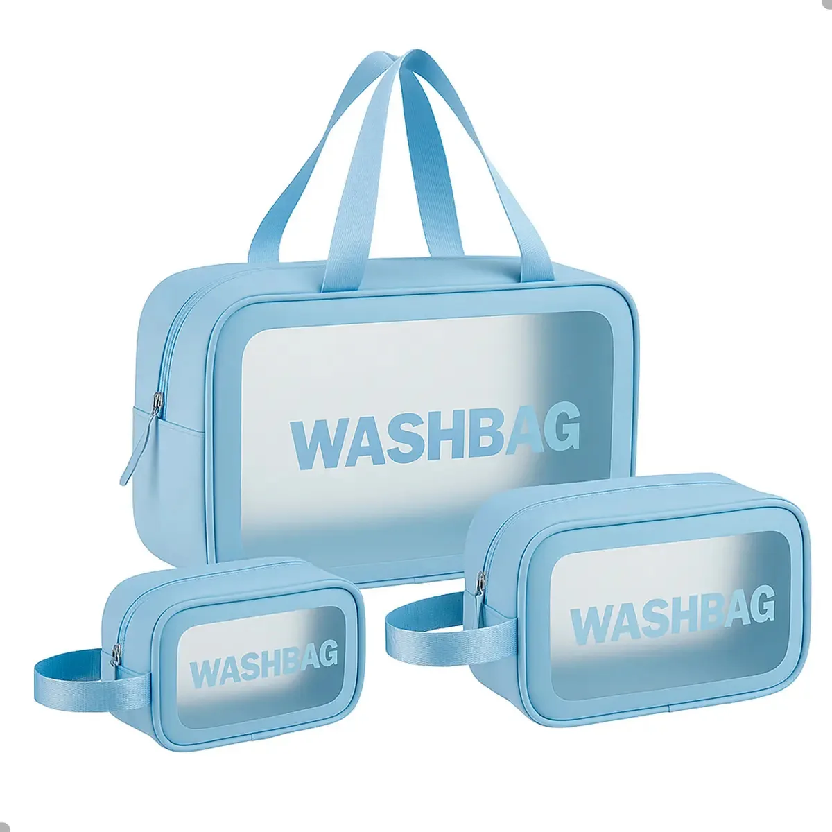 Kit Necessaires Feminina Impermeável Washbag Maquiagem Cosméticos Viagem Praia Camping Dunanda Oficial Cor Azul