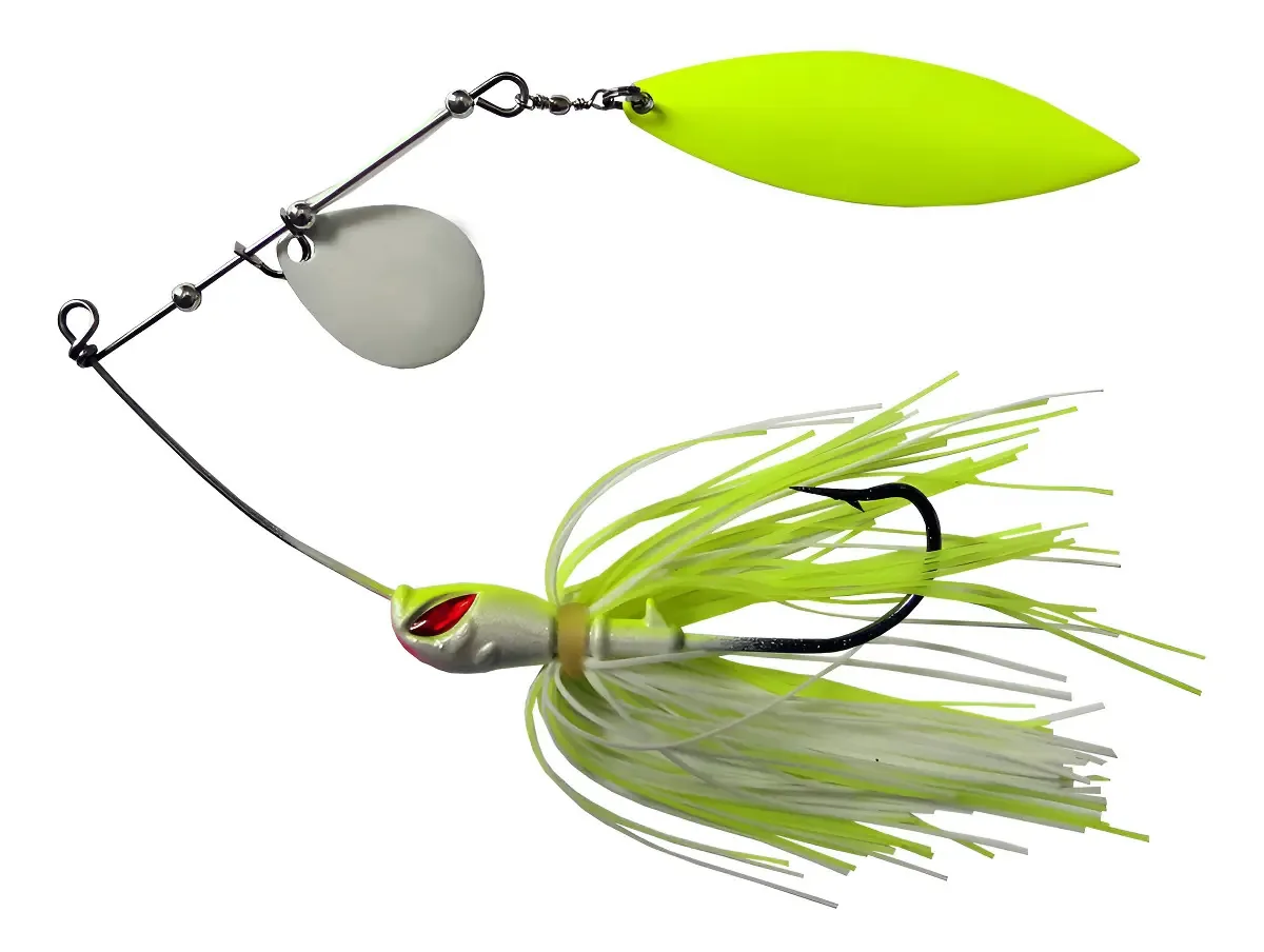 Isca Spinner Yara King Spinner 26g Verde Limão e Branco Tucunaré e Traíra