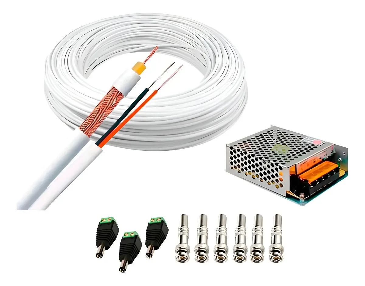 Cabo de rede coaxialNew Line Cable Cabo + Conectores e Fonte 100m