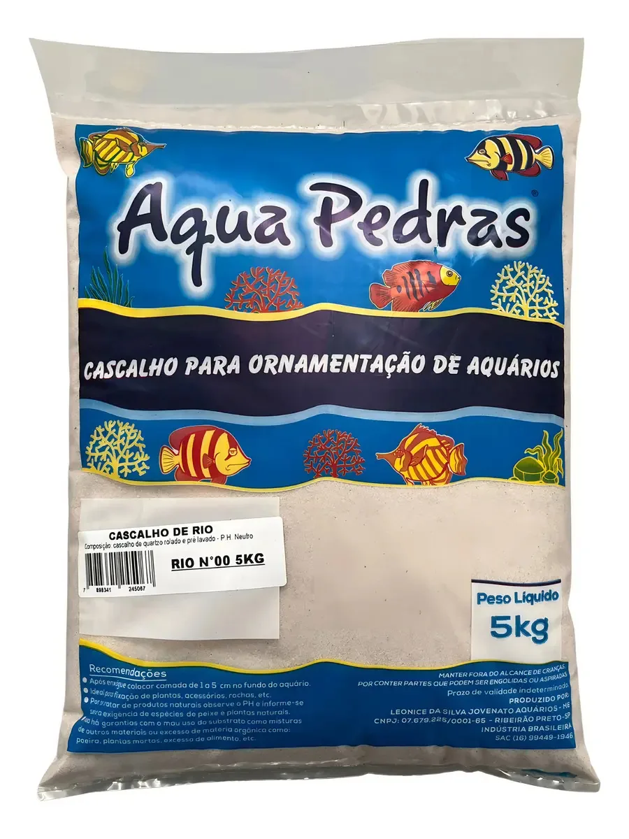 Areia Fina Aqua Pedras Quartzo 5kg para Aquários e Lagos