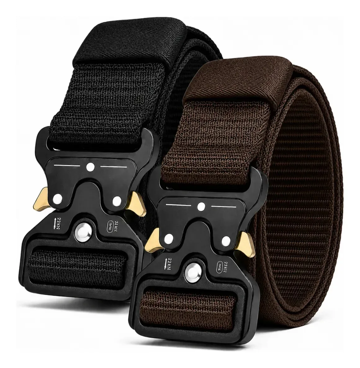 Kit 2 Cintos Engate Rápido Fivela Metal Mardi Preto E Marrom
