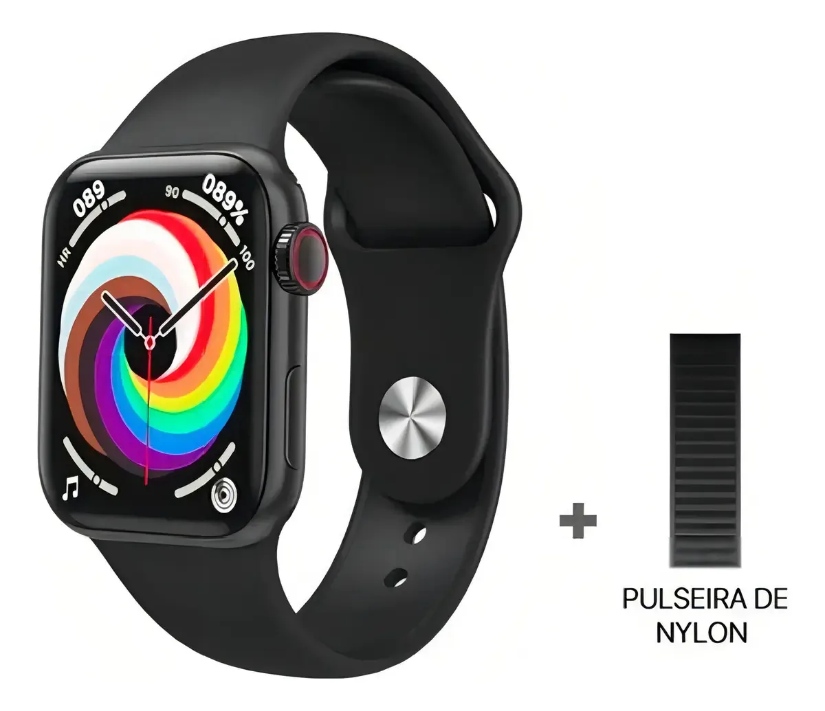Relógio Smartwatch Hw18 40mm Pulseiraextra Faz Ligação Preto