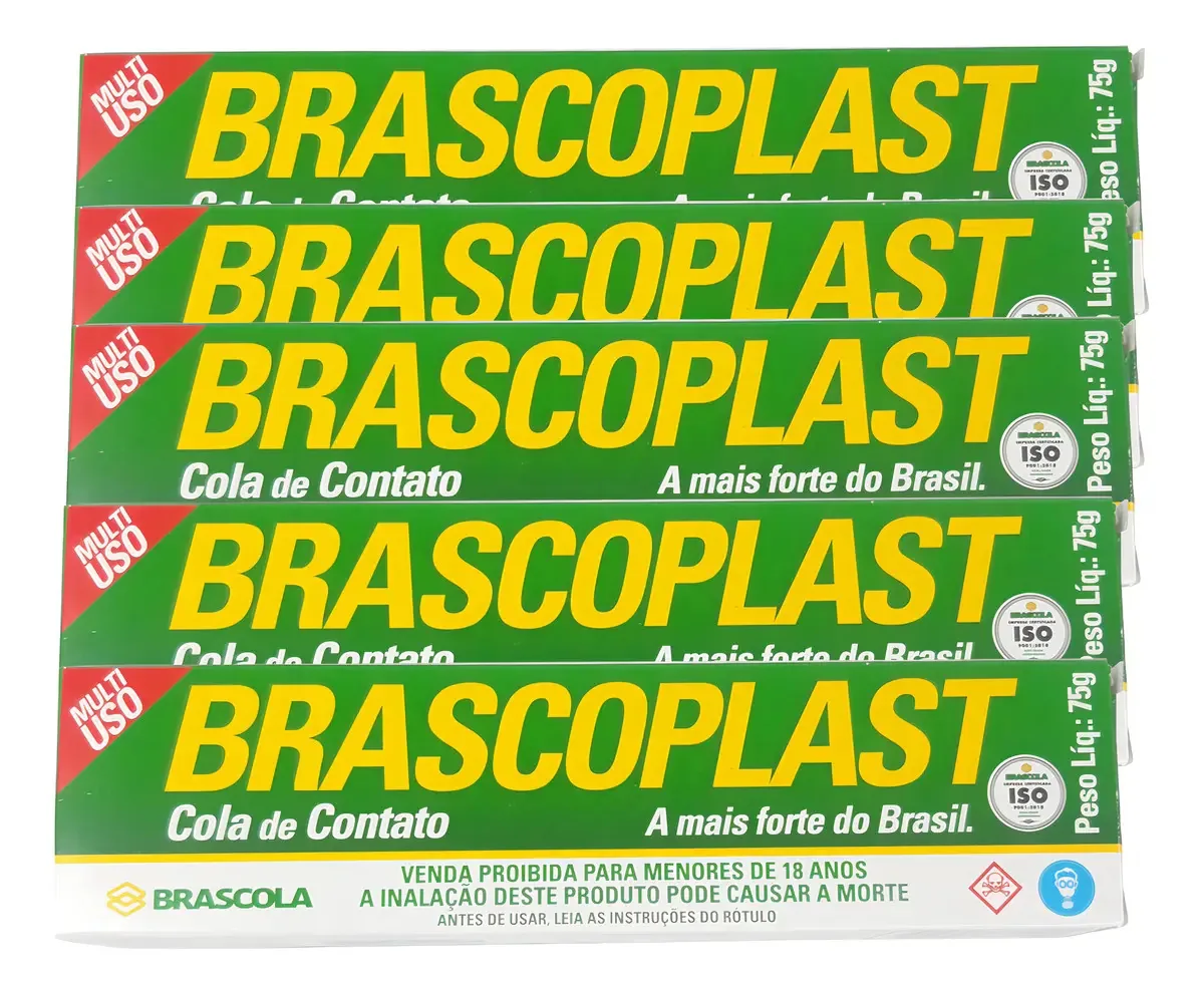 Kit 4 Cola De Contato Brascoplast 75g Cola De Sapateiro Cor Amarela
