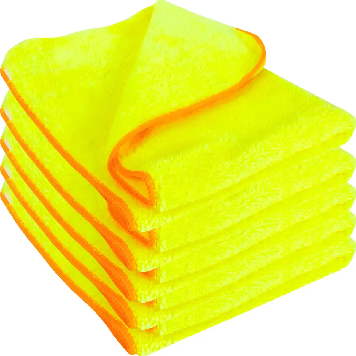Kit 5 Toalhas De Microfibra Automotiva 40x60cm Amarelo