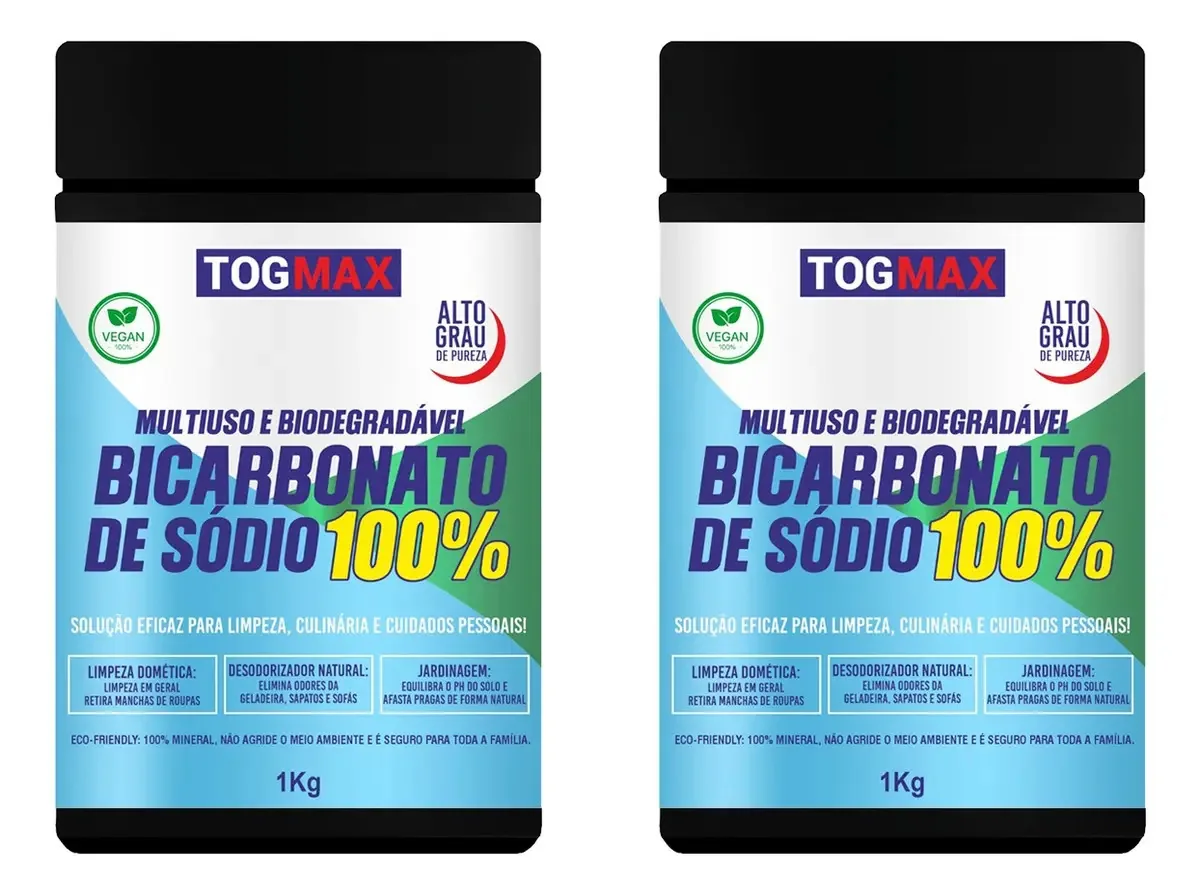 Kit 2un Togmax Limpeza Potente Bicarbonato De Sódio 1kg