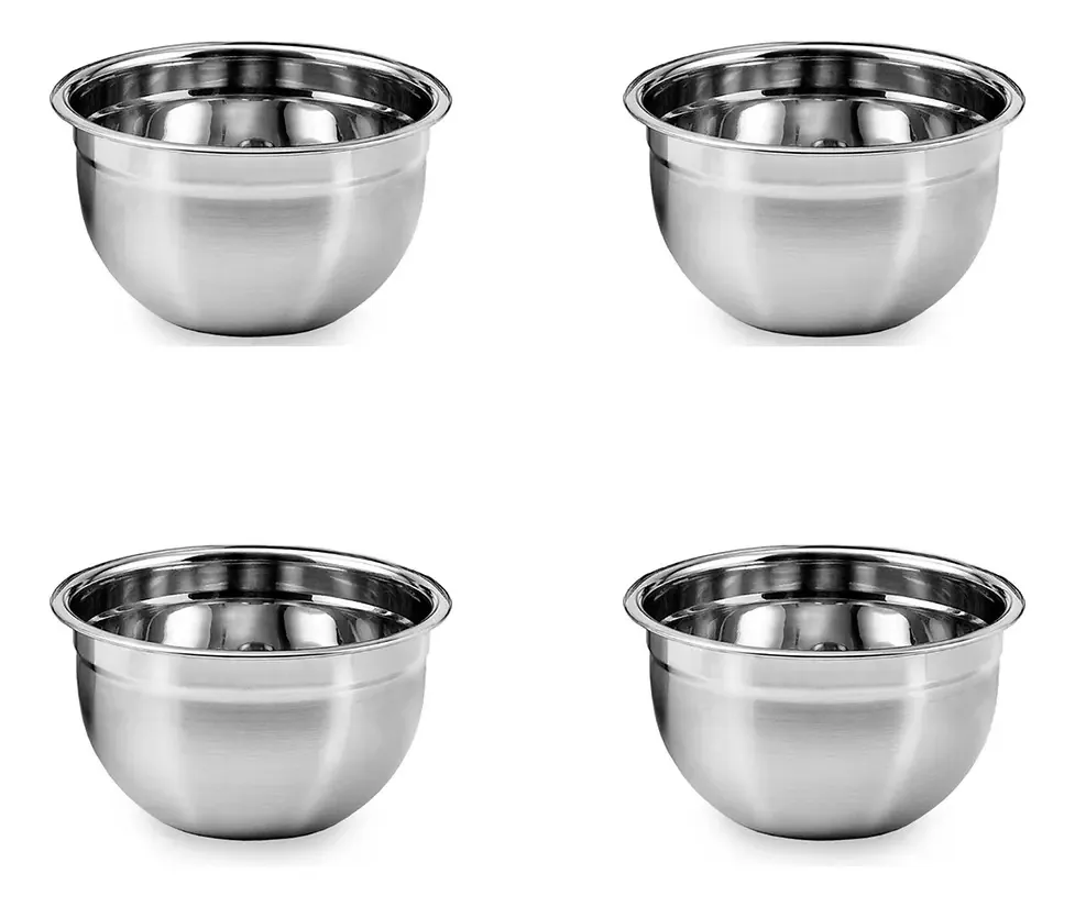 Kit 4 Tigelas Mixing Bowl - 22x12cm 1800ml Cor Inox