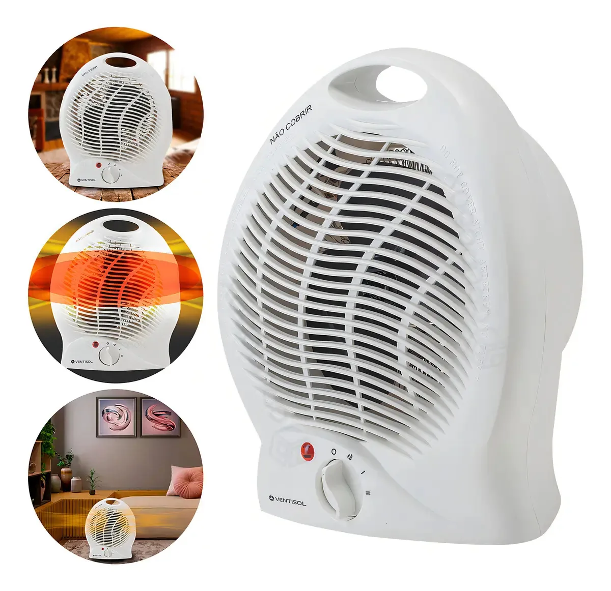 Aquecedor Portatil Eletrico 2000w Função Ventilador Ar Frio Cor