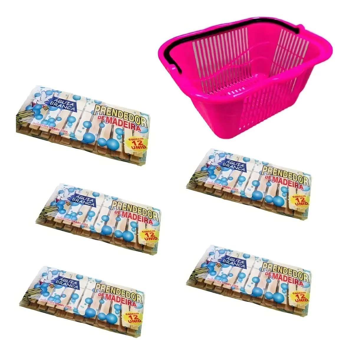 Kit Cesto Com Prendedores De Roupa