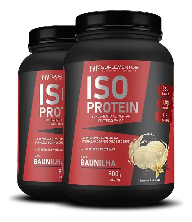 2x Whey Isolado Protein Baunilha 900g Hf Suplementos