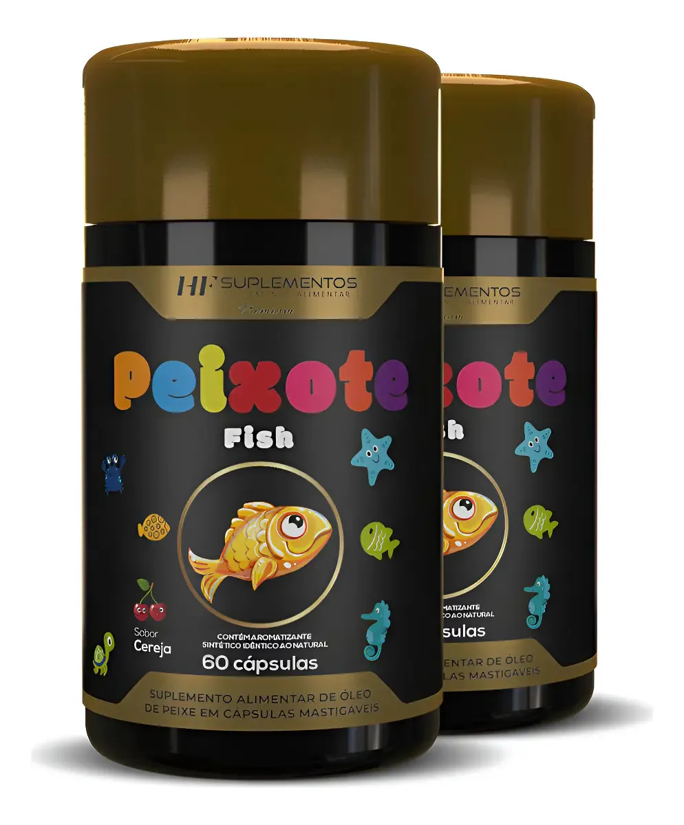 2x Peixote Omega 3 Infantil Mastigavel 60caps Hf Suplementos Cereja