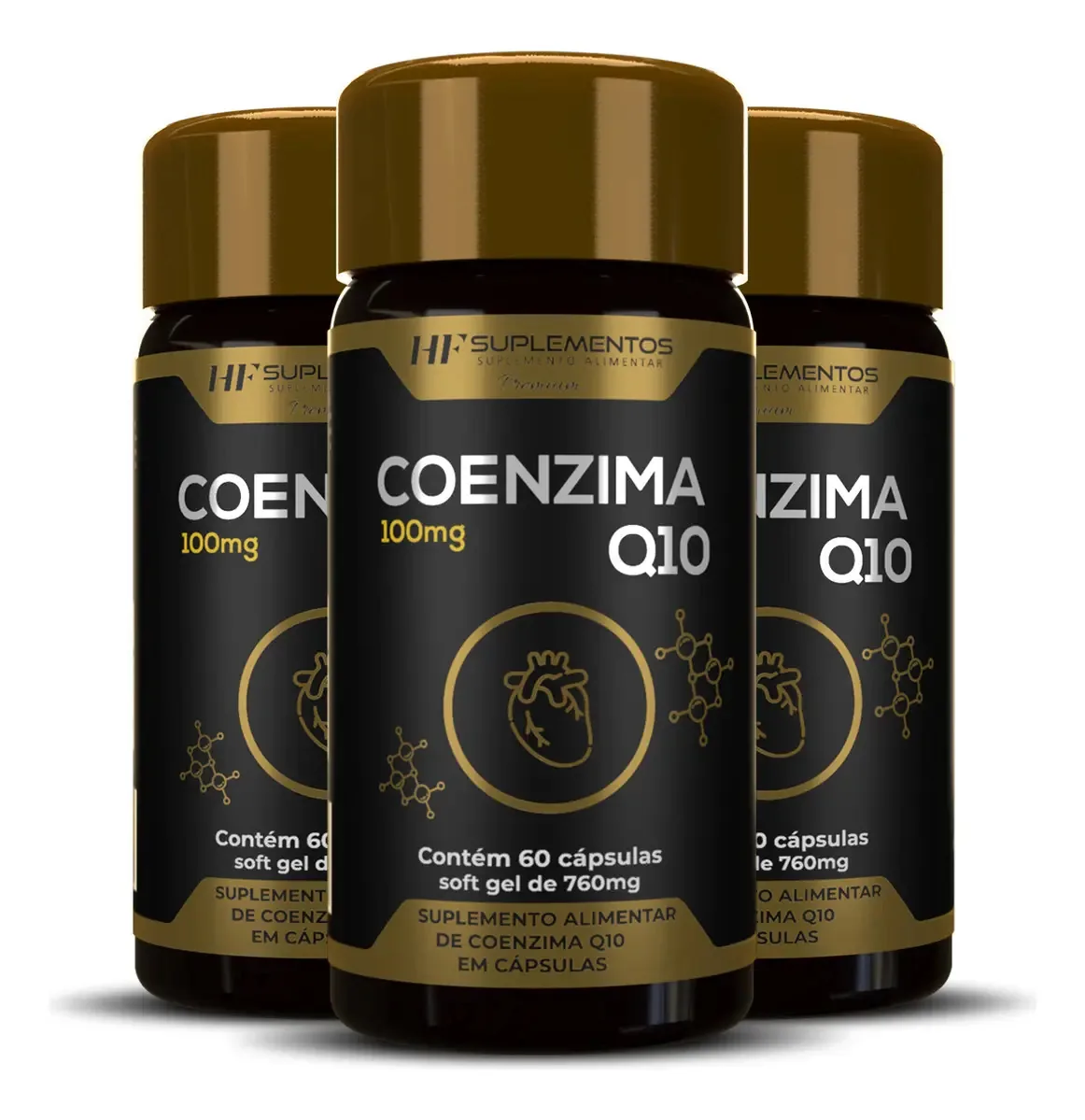 3x Coenzima Q10 100mg 60caps Hf Suplementos